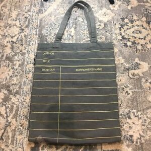 Library Card Canvas Tote Bag - Gray and Yellow